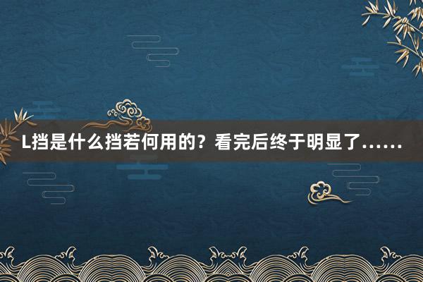 L挡是什么挡若何用的？看完后终于明显了……